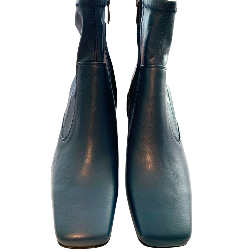 FRANCO SARTO PISABOOTY SLATE BLUE BLOCK HEEL ANKLE MANMADE ZIPPER  SIZE  9M